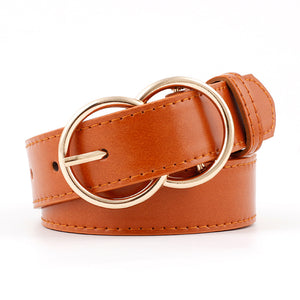 Popular Double Rings Faux Leather Belts