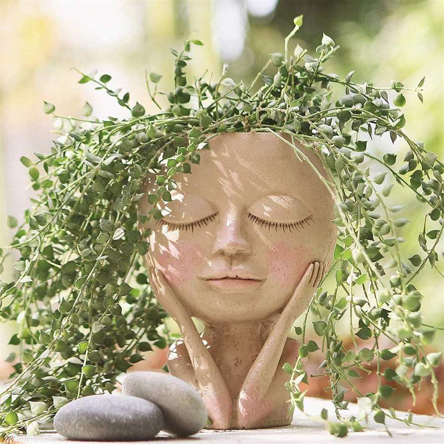 Head Face Planters Painted Plants Flower Pots Succulents Resin Planter ...