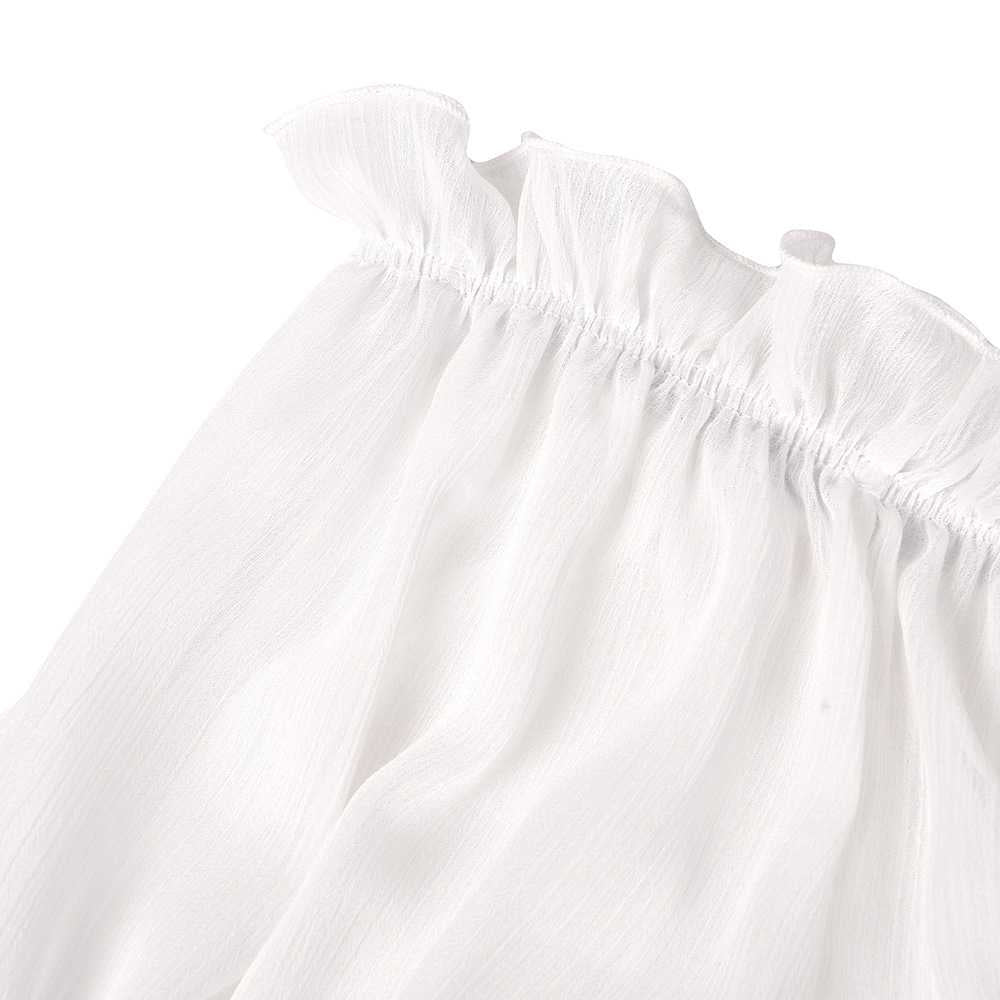Ruffle Off The Shoulder Lantern Long Sleeve Chiffon Crop top Blouses