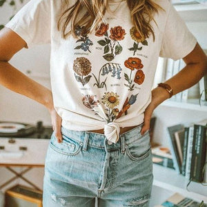 Floral Tropical Cactus Prints Flower Chart Tee Shirts