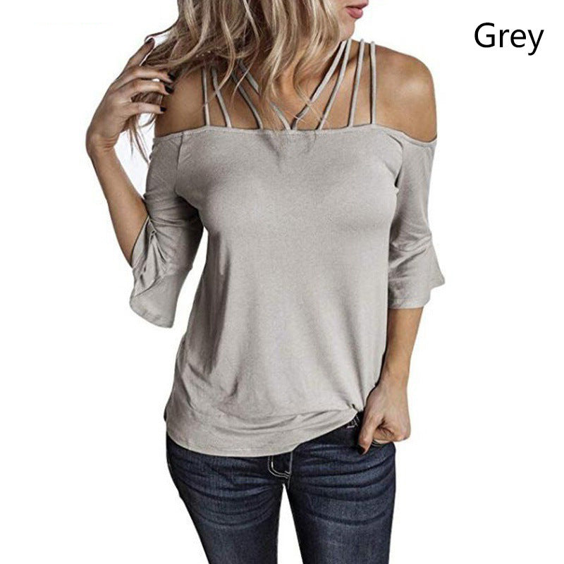 Oversized Strappy Off The Shoulder Tops Puff Sleeve