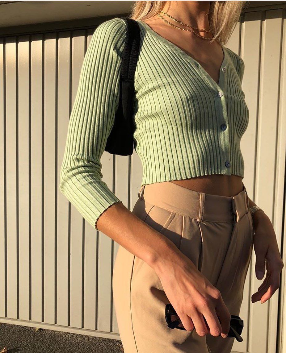 Long Sleeve Button Up Crop Top Tee Shirt For Young