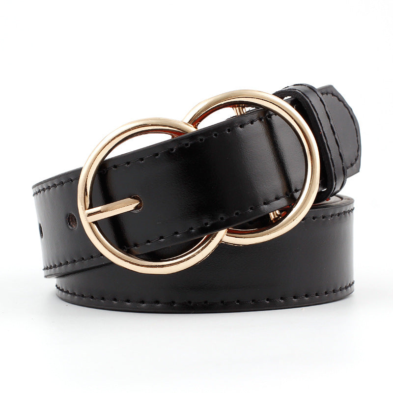 Popular Double Rings Faux Leather Belts