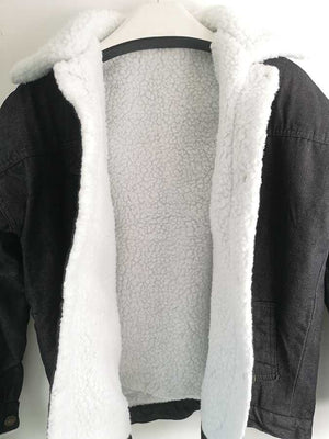 Oversized Fleece Fur Lined Denim Jacket with fur