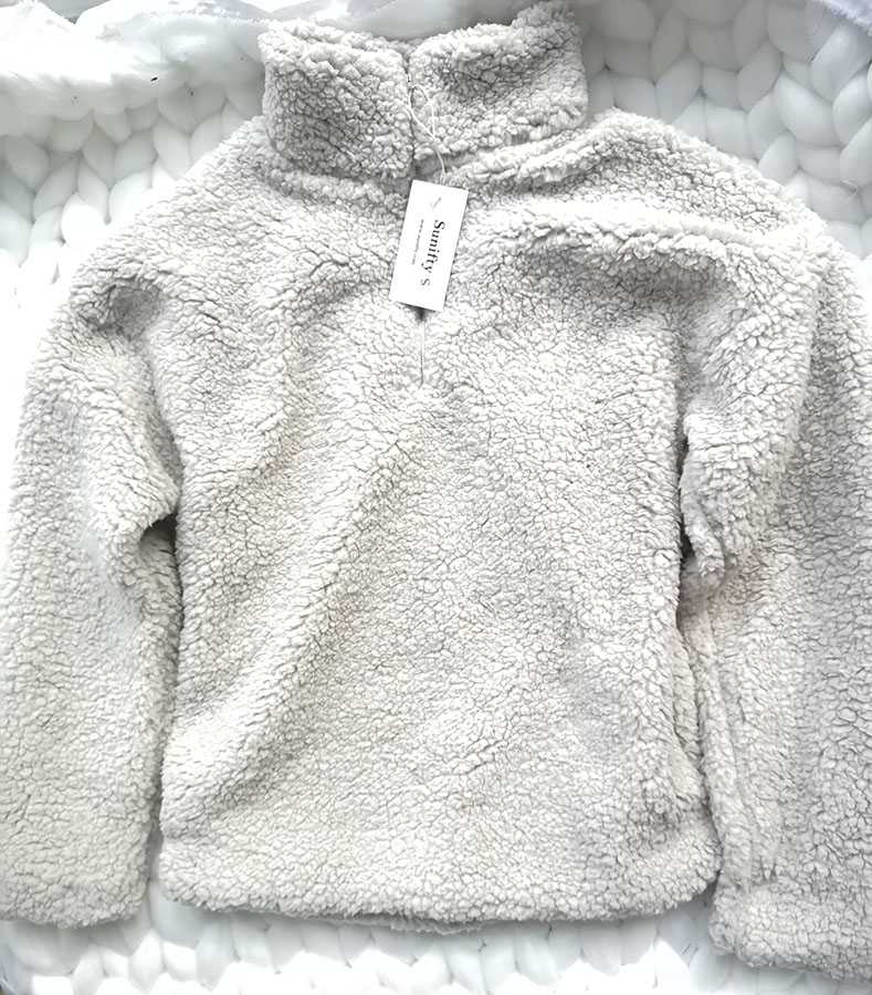 Faux Fur Sherpa Fleece Pullover Teddy Bear Sweatshirt