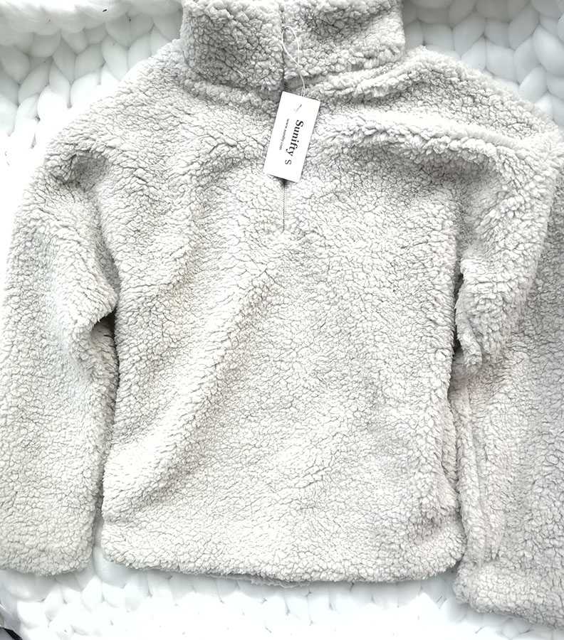 Faux Fur Sherpa Fleece Pullover Teddy Bear Sweatshirt