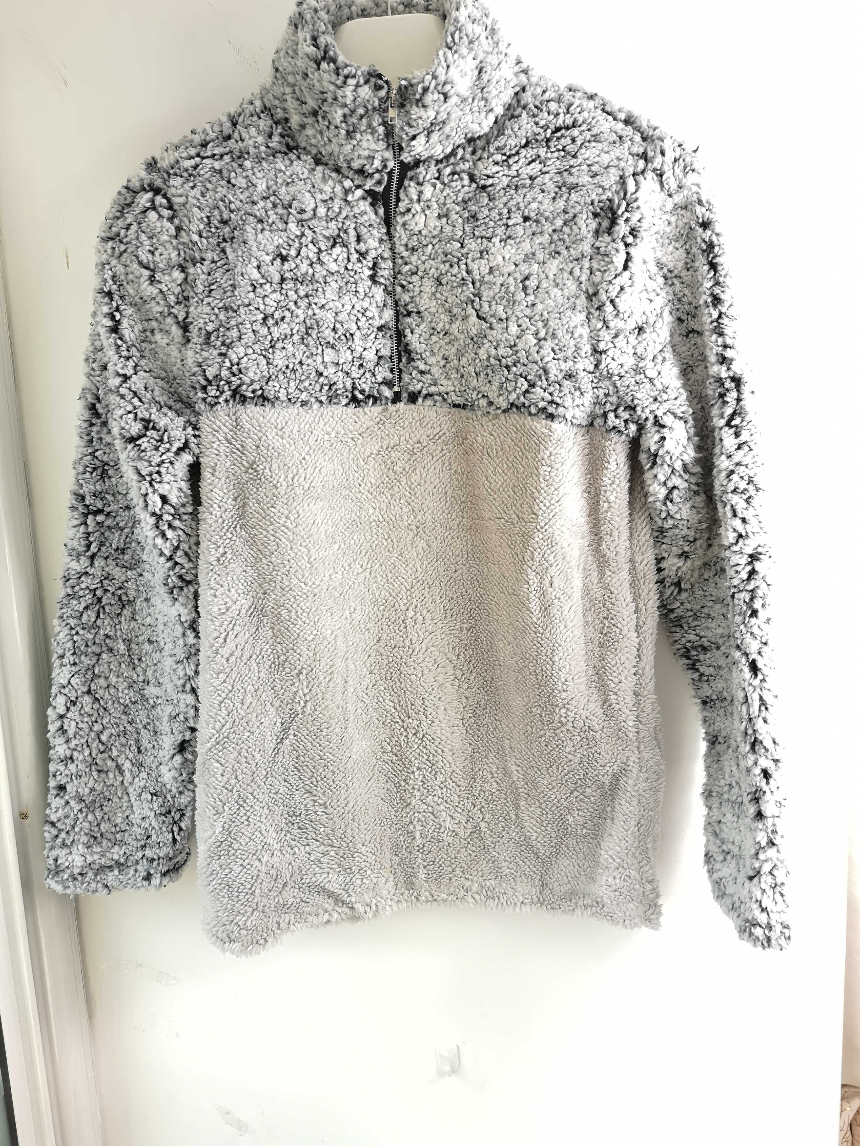 Two Toned Fuzzy Sherpa Fleece Pullover