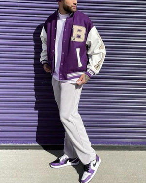 Unisex Embroidered Varsity Bomber Jacket Outerwear Sports Baseball Jacket