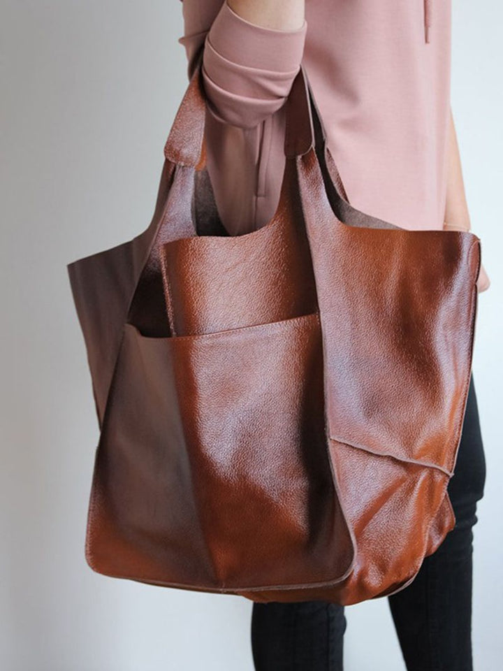 Brown Leather Womens Tote Bags School Handbags