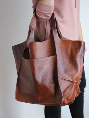 Brown Leather Womens Tote Bags School Handbags