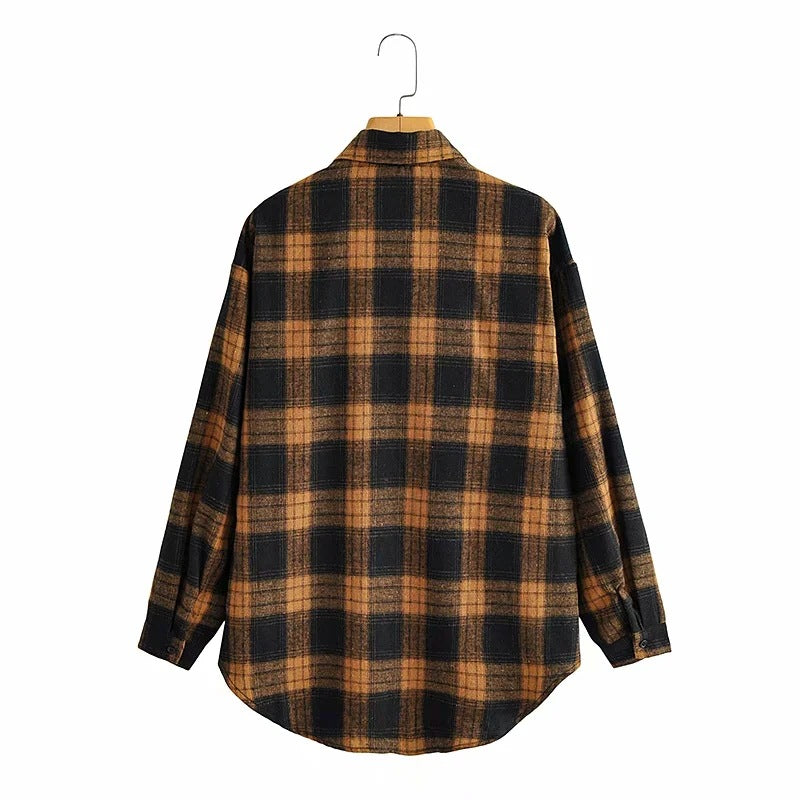 Multi Colored Cotton Plaid Flannel Shacket Jackets for Women Overshirt