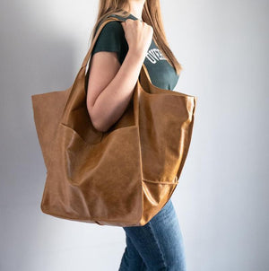 Brown Leather Womens Tote Bags School Handbags