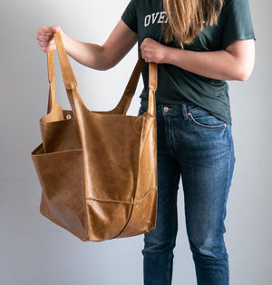 Brown Leather Womens Tote Bags School Handbags