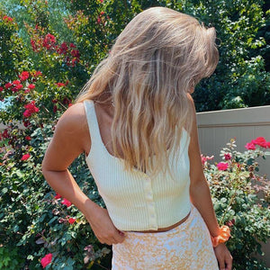 Wide Strap Adjustable Button Up Crop Top Tank Vest