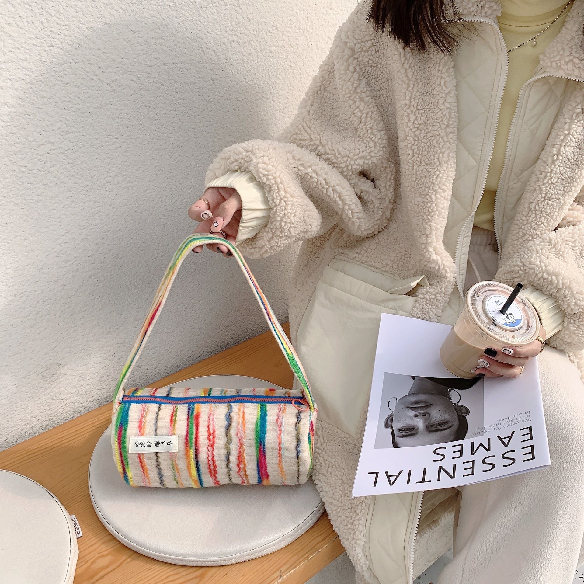 Rainbow Striped Bolsas Overnight Weekender Transport Tote Tag