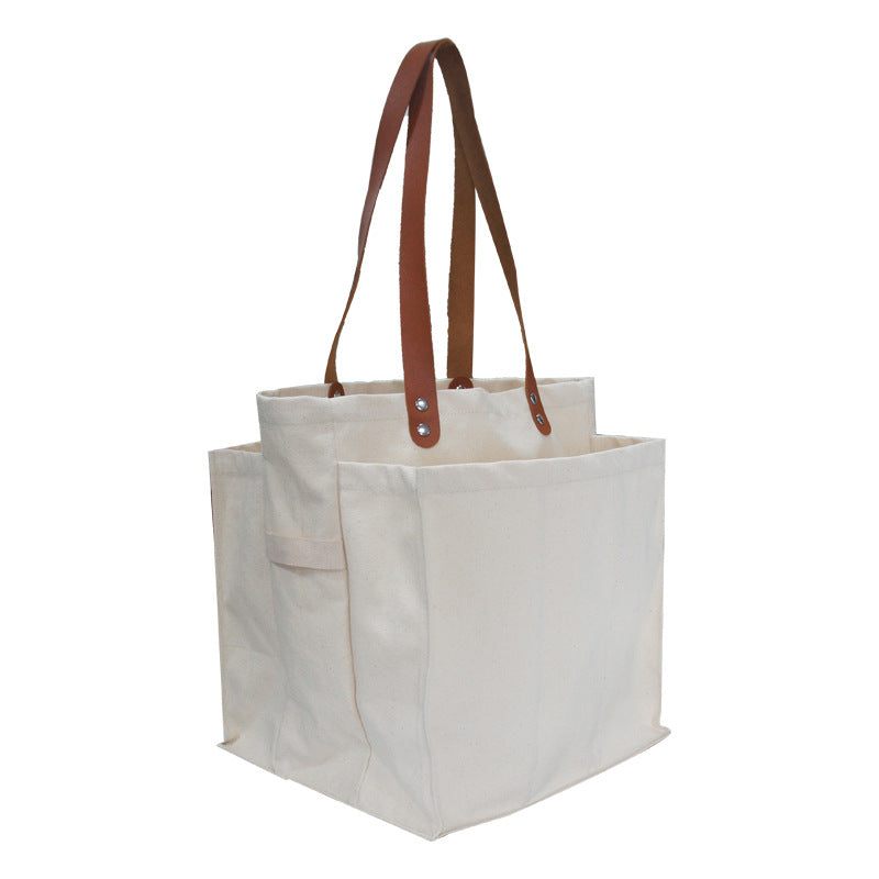 Utility Shopping Canvas Market Tote Bag With Multi compartments