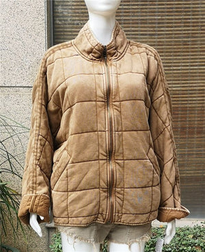 Comfy Lightweight Diamon Quilted Knit Cotton Padded Aviator Jacket