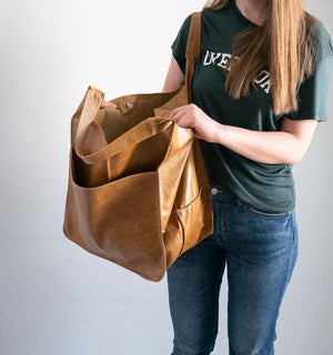 Brown Leather Womens Tote Bags School Handbags