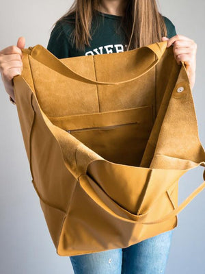 Brown Leather Womens Tote Bags School Handbags