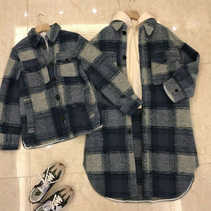 Classy full length long tweed cashmere coat wool peacoat
