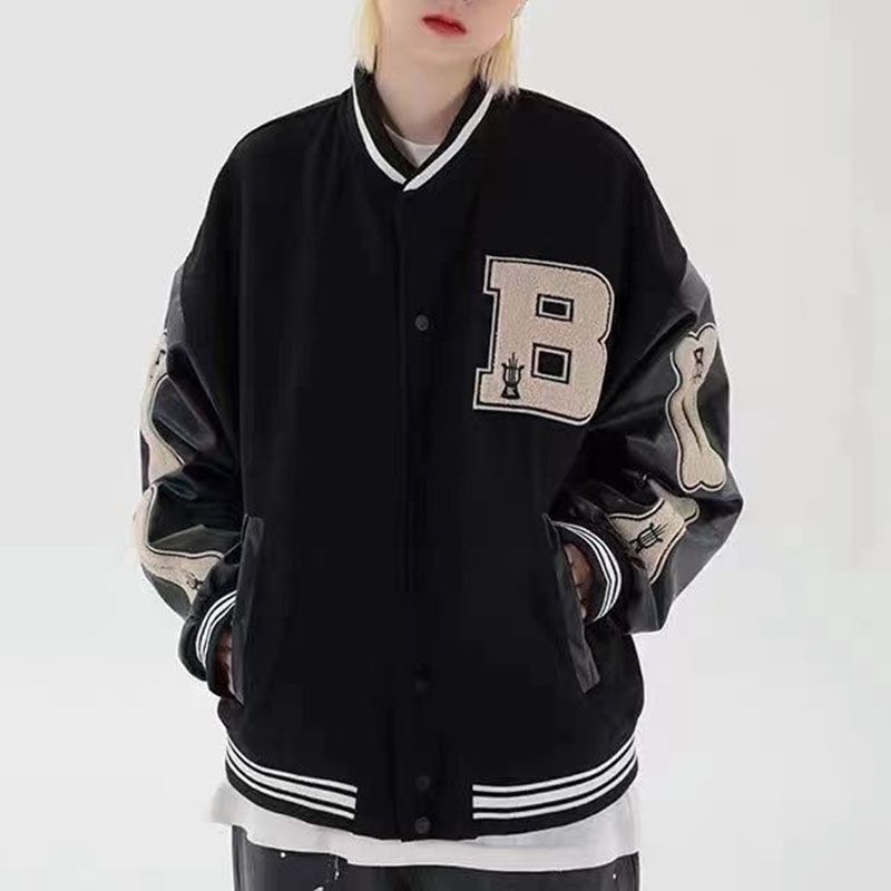 Unisex Embroidered Varsity Bomber Jacket Outerwear Sports Baseball Jacket