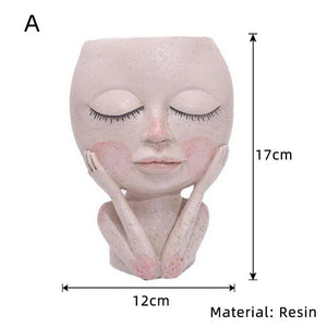 Head Face Planters Painted Plants Flower Pots Succulents Resin Planter Face Pot With Hole