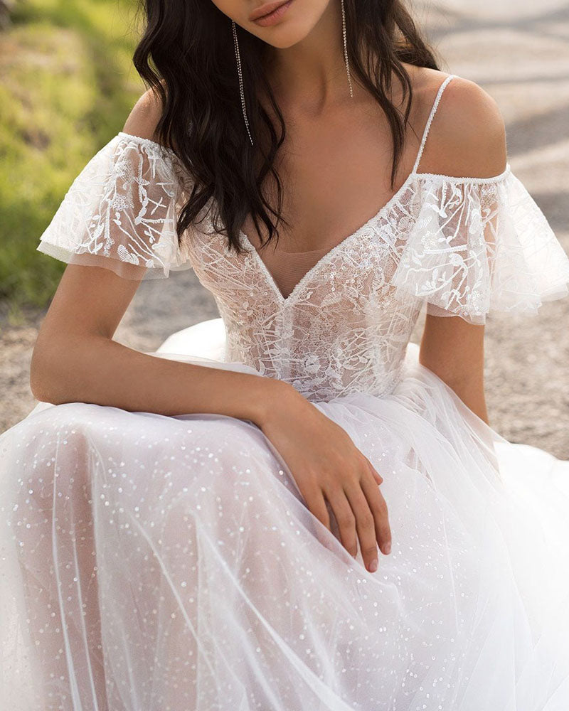 Luxurious Off The Shoulder White Embroidered Formal Lace Quinceanera Dress