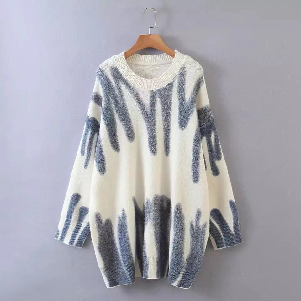 High Street Y Limb Tie Dyed Knitted Oversized Crewneck Sweaters