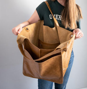 Brown Leather Womens Tote Bags School Handbags