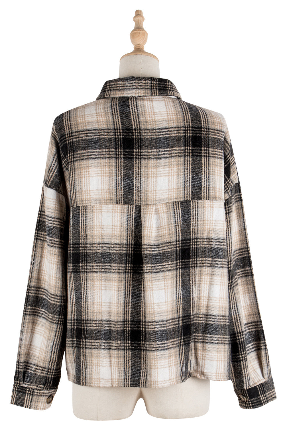 Classic Thick Colorblock Checked Button Down Shirt Jacket Woolen