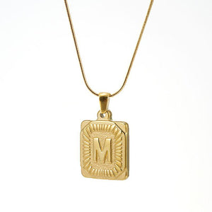Chunky Hip Hop Letters Signature Alphabet Initial Card Necklace