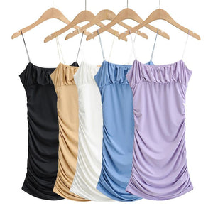 Petite Lavender Spaghetti Strap Ruched Bust Mini Dress