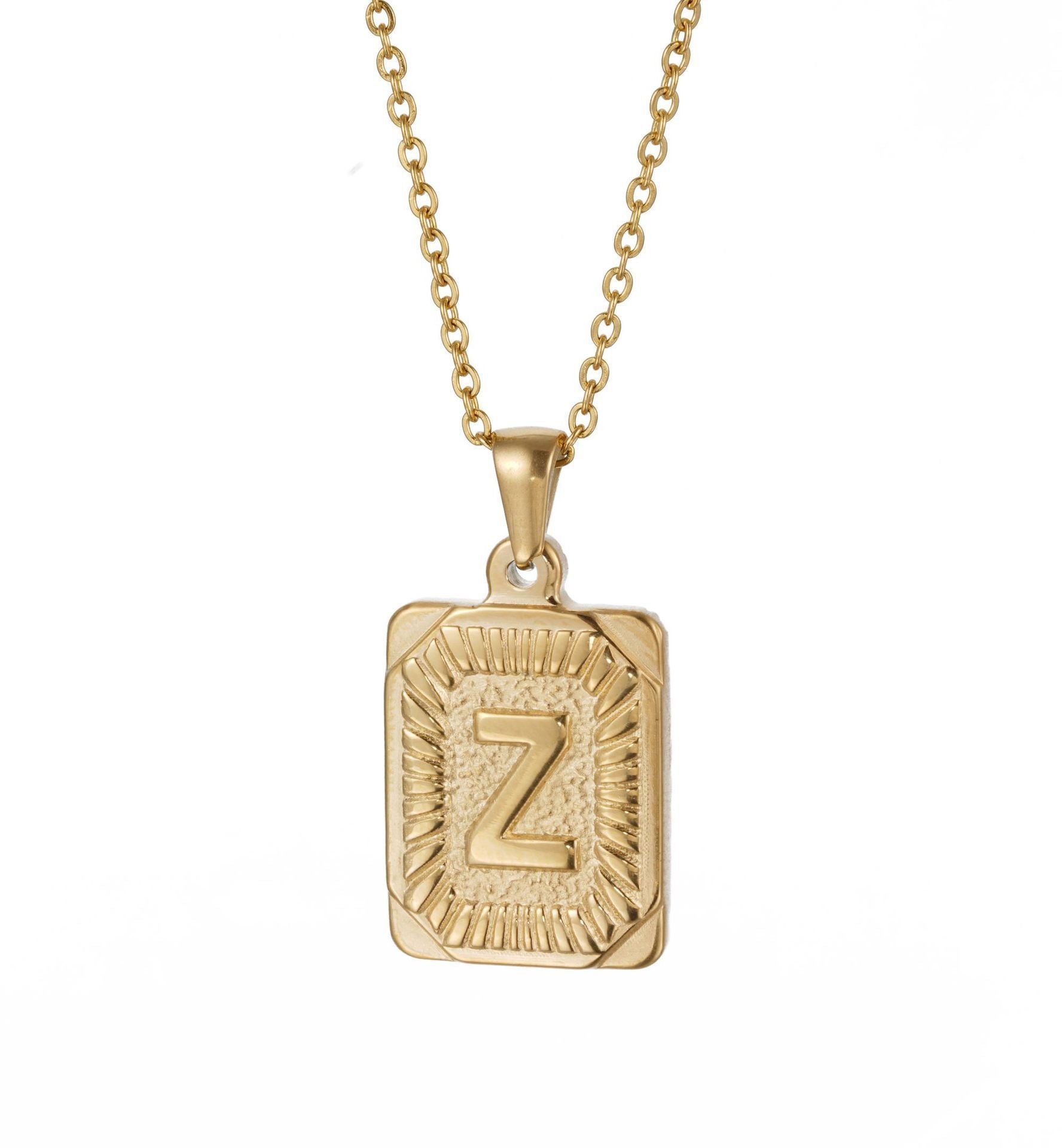 Chunky Hip Hop Letters Signature Alphabet Initial Card Necklace