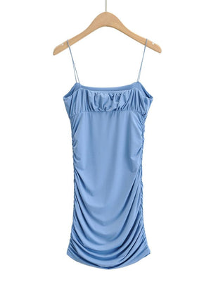 Petite Lavender Spaghetti Strap Ruched Bust Mini Dress