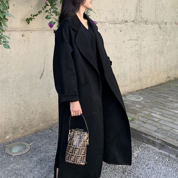 Free Shipping Camel Cashmere long Wool Trench Coat Womens