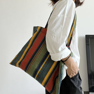 Rainbow Striped Bolsas Overnight Weekender Transport Tote Tag