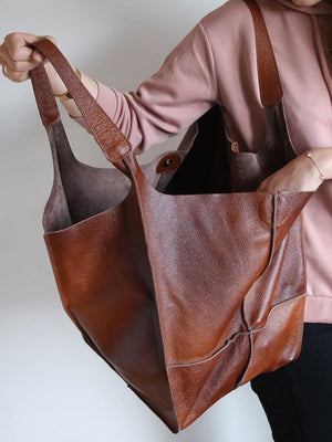 Brown Leather Womens Tote Bags School Handbags