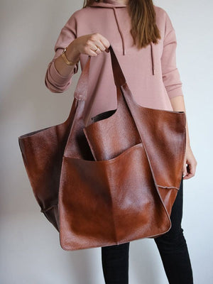 Brown Leather Womens Tote Bags School Handbags