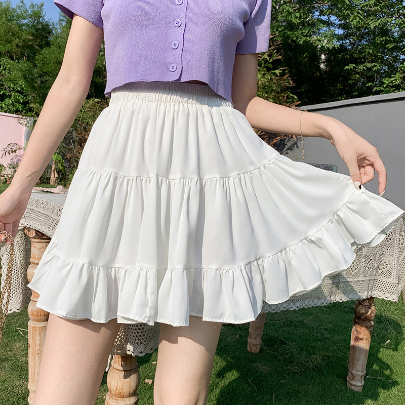 Slimming Ruffled Band Waist Layered Ruffle Mini Skirt