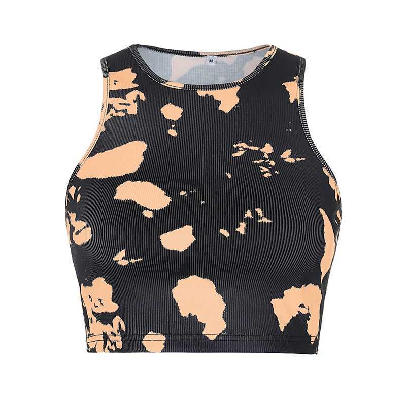 Cool Camo Tie Dyed Tank Crop T Shirt Sleeveless