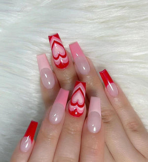 HOW TO DO RED LOUIS VUITTON NAILS TUTORIAL I LONG ACRYLIC COFFIN