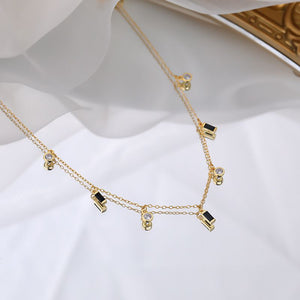 18k Gold Plated Shimmer Beaded Crystal Zirconia Diamond Pendant Necklace