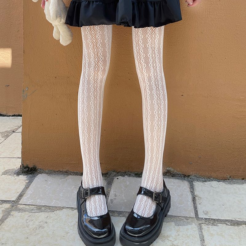 J Fashion Ribbed Embossed Hearts Sweet Lolita Tights Pantyhose