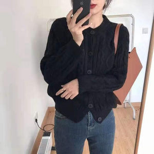 Tailored Fit Twist Braid Sweater Cable Knit Button Through Cardigan