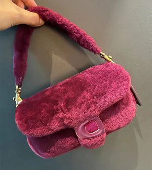 Cute Fuzzy Soft Faux Fur Handbag For Winter