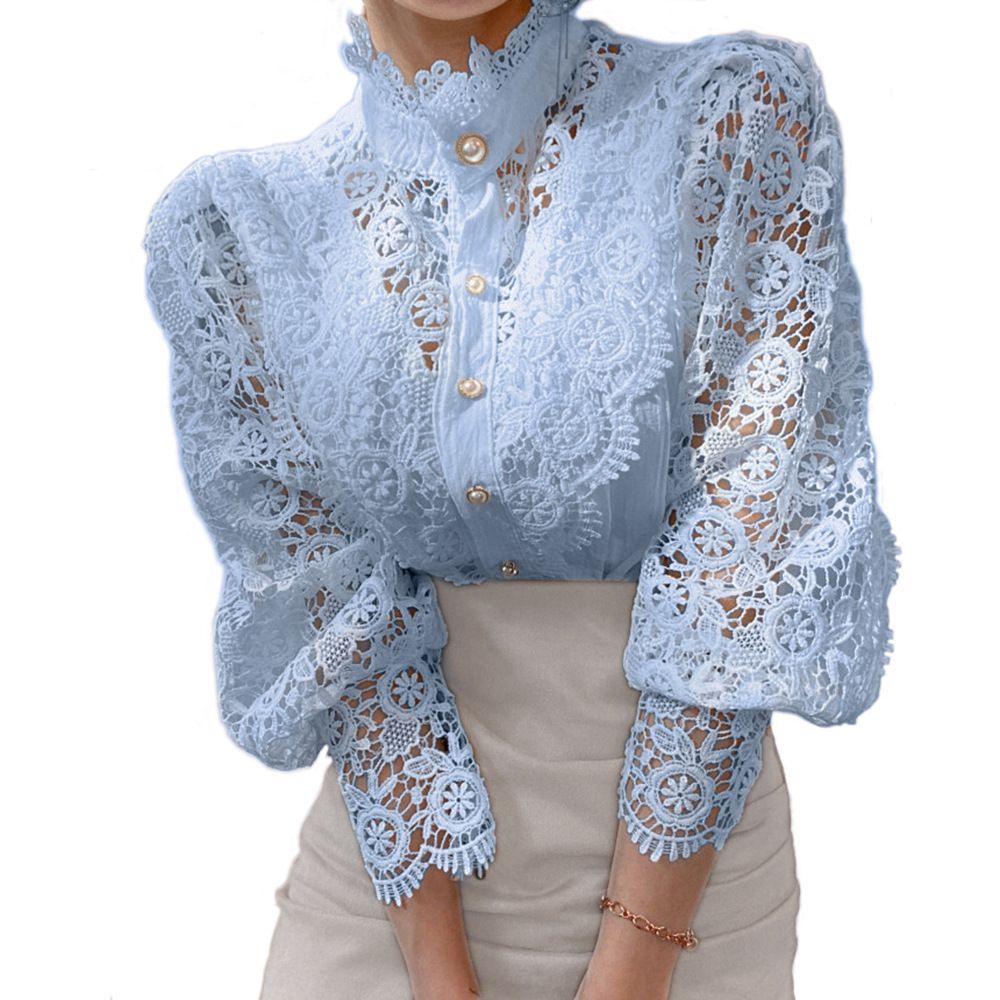 Classic Fashion Hollow Through Eyelet Lace Ruffle Blouse Lolita Unders –  sunifty