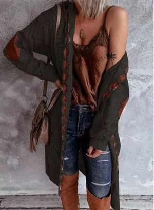 Elegant Hollow Out Braided Long Cardigan Sweater Coat With Hood
