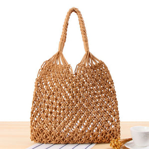 Bolsos Tejidos Crochet Hollow Woven Buckle Beach Tote Bag – sunifty