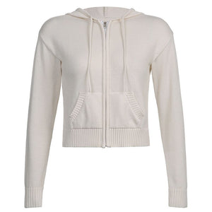 Oversized Fit Ribbed Braids Cable Knit Zip Up Hoodie Sweater Cardigans