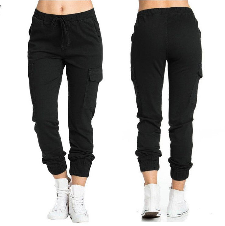 Sporty Slim Fit Trousers Womens Jogger Cargo Pants